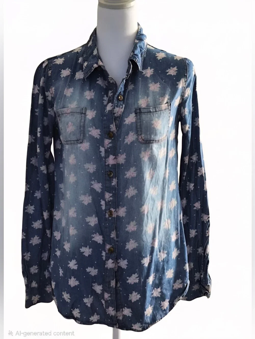 Cherokee Blue Floral Button-Down Shirt